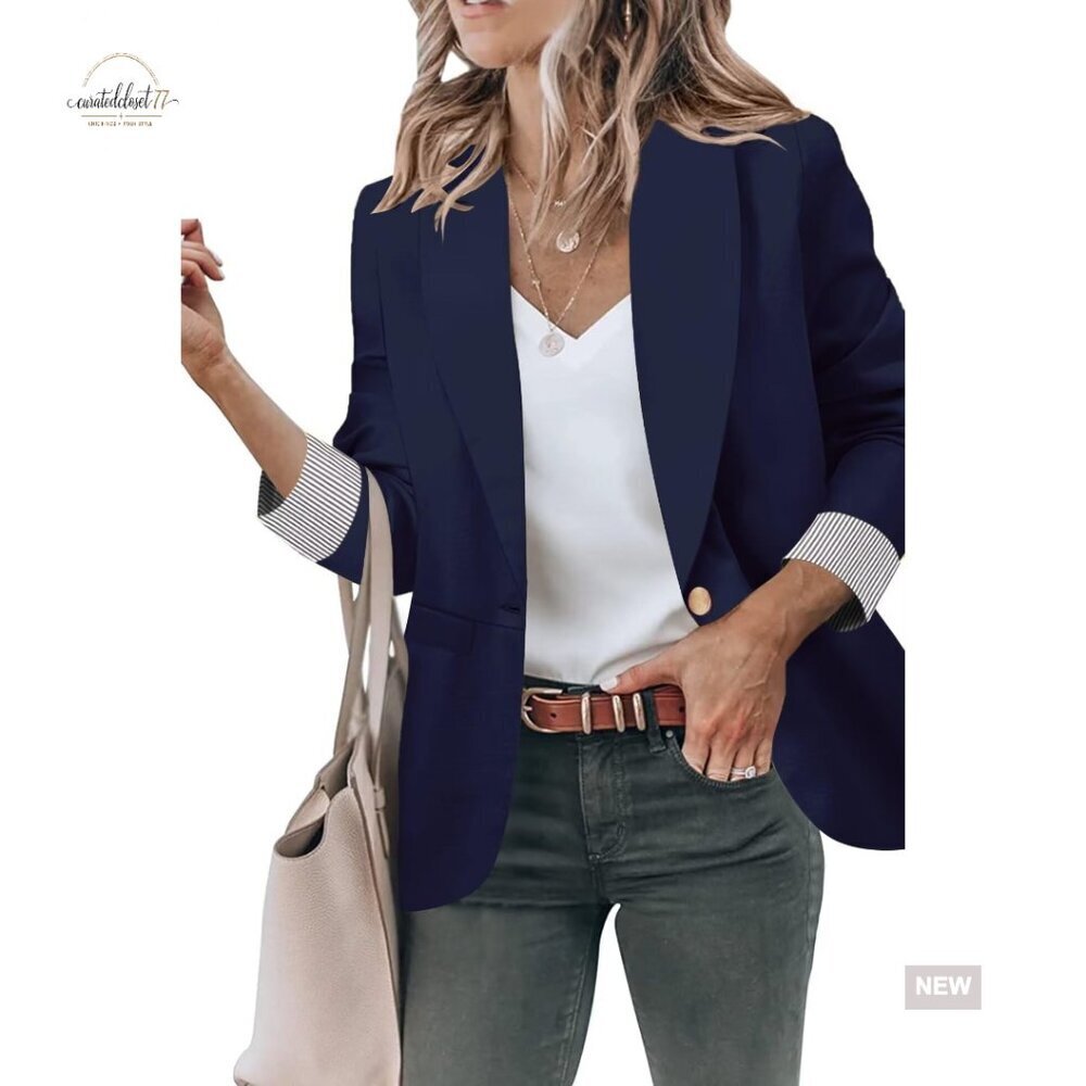 Oversized Blazer Jacket Women's Work Office Casual Long Sleeve Open Front